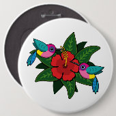 Badge Rond 15,2 Cm Caricature à fleurs d'Hibiscus - W (Devant & derrière)