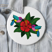 Badge Rond 15,2 Cm Caricature à fleurs d'Hibiscus - W (En situation)