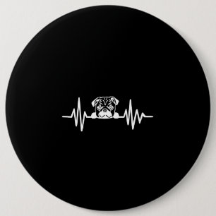 Badge Rond 15,2 Cm Carlin Chien Heartbeat Face de Carlin mignonne