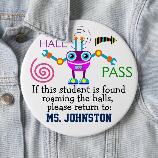 Badge Rond 15,2 Cm Carte d'école / Robot - SRF (En situation)