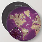 Badge Rond 15,2 Cm Carte du monde (Devant & derrière)