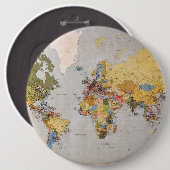 Badge Rond 15,2 Cm carte mondiale (Devant & derrière)
