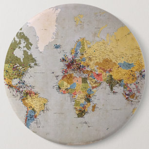 Badge Rond 15,2 Cm carte mondiale