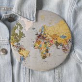 Badge Rond 15,2 Cm carte mondiale (En situation)