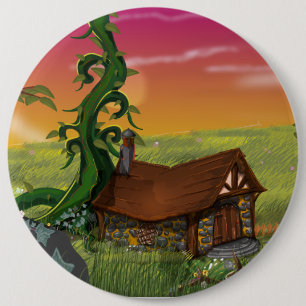 Badge Rond 15,2 Cm Cartoon Beanstalk Cottage
