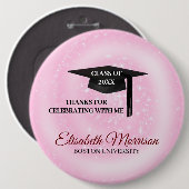 Badge Rond 15,2 Cm Casquette noir sur rose (Devant & derrière)