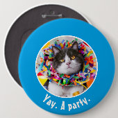 Badge Rond 15,2 Cm Cat dans le cône de partie (Devant & derrière)