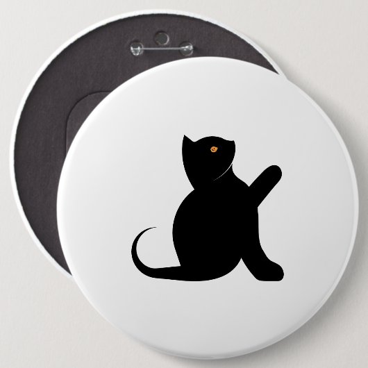 Badge Rond 15,2 Cm Cat dit bonjour (Devant & derrière)