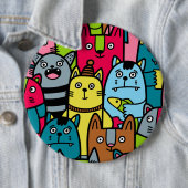 Badge Rond 15,2 Cm Cat et kitten (En situation)