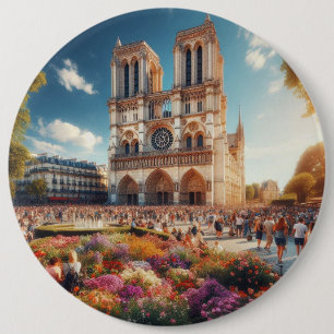 Badge Rond 15,2 Cm Cathédrale Notre-Dame de Paris