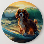 Badge Rond 15,2 Cm Cavalier King Beach Surf Peinture (Devant)