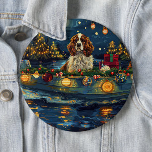 Badge Rond 15,2 Cm Cavalier King Charles Noël Festive Voyage