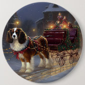 Badge Rond 15,2 Cm Cavalier King Charles Spaniel Noël Festive (Devant)