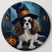 Badge Rond 15,2 Cm Cavalier King Citrouilles Halloween effrayant (Devant)