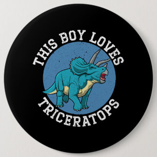Badge Rond 15,2 Cm Ce Garçon Aime Les Tricératops Dinosaur Préhistori