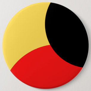 Badge Rond 15,2 Cm Cercle rouge et noir sur fond jaune Abstrait