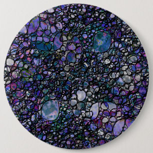 Badge Rond 15,2 Cm Cercles abstraits dessinés à la main, Bleu, Violet