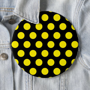 Badge Rond 15,2 Cm Cercles jaunes sur fond noir