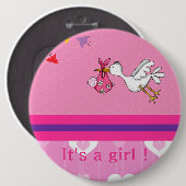 Badge Rond 15,2 Cm C'est une fille ! (Devant & derrière)