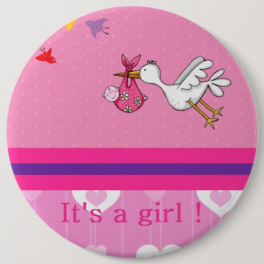 Badge Rond 15,2 Cm C'est une fille ! (Devant)