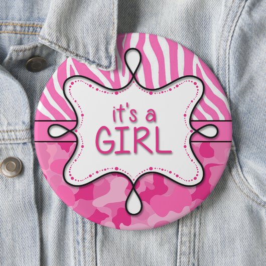 Badge Rond 15,2 Cm C'est une fille Faire-part Pin 3 (En situation)