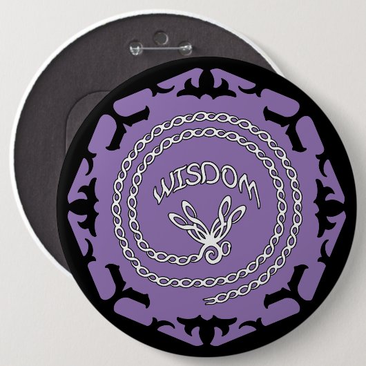 Badge Rond 15,2 Cm Chakra à couronne violette "Sagesse" libellule (Devant & derrière)