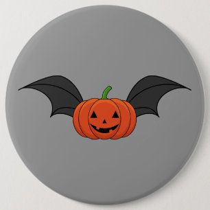Badge Rond 15,2 Cm Chat Citrouille d'Halloween