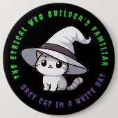 Badge Rond 15,2 Cm Chat de Casquette blanc familier de Funny Ethical  (Devant)