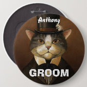 Badge Rond 15,2 Cm Chat drôle de marié (Devant & derrière)
