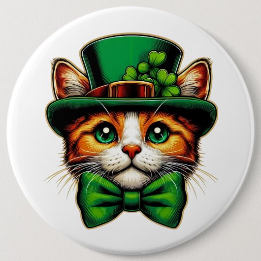 Badge Rond 15,2 Cm Chat mignon/chaton Saint Patrick's Day (Devant)