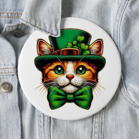 Badge Rond 15,2 Cm Chat mignon/chaton Saint Patrick's Day (En situation)