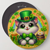 Badge Rond 15,2 Cm Chat mignon/chaton Saint Patrick's Day (Devant & derrière)
