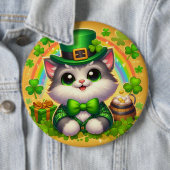 Badge Rond 15,2 Cm Chat mignon/chaton Saint Patrick's Day (En situation)