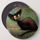 Badge Rond 15,2 Cm Chat oriental noir mignon (Devant & derrière)