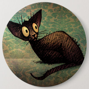Badge Rond 15,2 Cm Chat oriental noir mignon