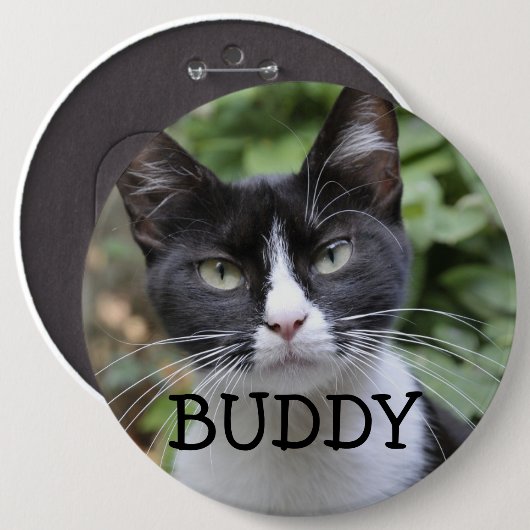 Badge Rond 15,2 Cm CHAT PHOTO PET CUSTOM Bouton CUSTOM (Devant & derrière)