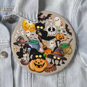 Badge Rond 15,2 Cm Chats drôles de Halloween Fête