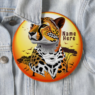 Badge Rond 15,2 Cm Cheetah African Feline Wild Animal