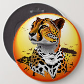 Badge Rond 15,2 Cm Cheetah African Feline Wild Animal (Devant & derrière)
