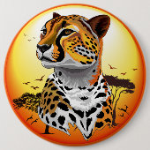 Badge Rond 15,2 Cm Cheetah African Feline Wild Animal (Devant)