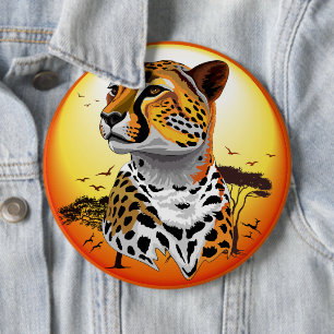 Badge Rond 15,2 Cm Cheetah African Feline Wild Animal