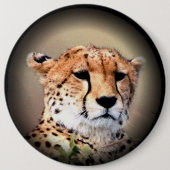 Badge Rond 15,2 Cm Cheetah Portrait par Pleine lune : La grâce de la  (Devant)