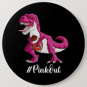 Badge Rond 15,2 Cm Chemise de football Dinosaure rose Garçons Cancer