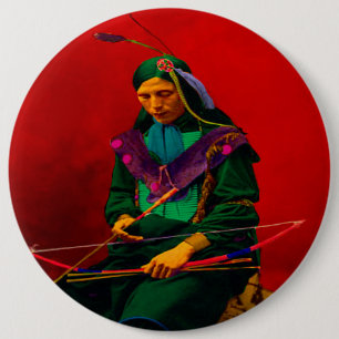 Badge Rond 15,2 Cm Cherokee Indian Pop Art