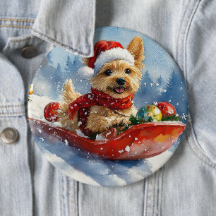 Badge Rond 15,2 Cm Chesapeake Bay Terrier Dog dans Sledge Noël