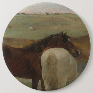 Badge Rond 15,2 Cm Chevaux dans une prairie, Peinture à l'huile, Edga