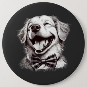 Badge Rond 15,2 Cm chien avec cravate arc rire