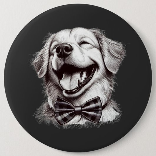 Badge Rond 15,2 Cm chien avec cravate arc rire (Devant)