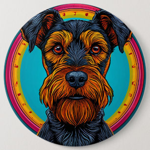 Badge Rond 15,2 Cm Chien avec un design d'arrière-plan circulaire vib