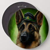 Badge Rond 15,2 Cm Chien berger allemand en tenue de jour St. Patrick (Devant & derrière)